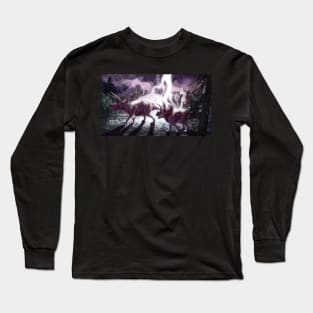 Triceratops struck by lightning art print Long Sleeve T-Shirt